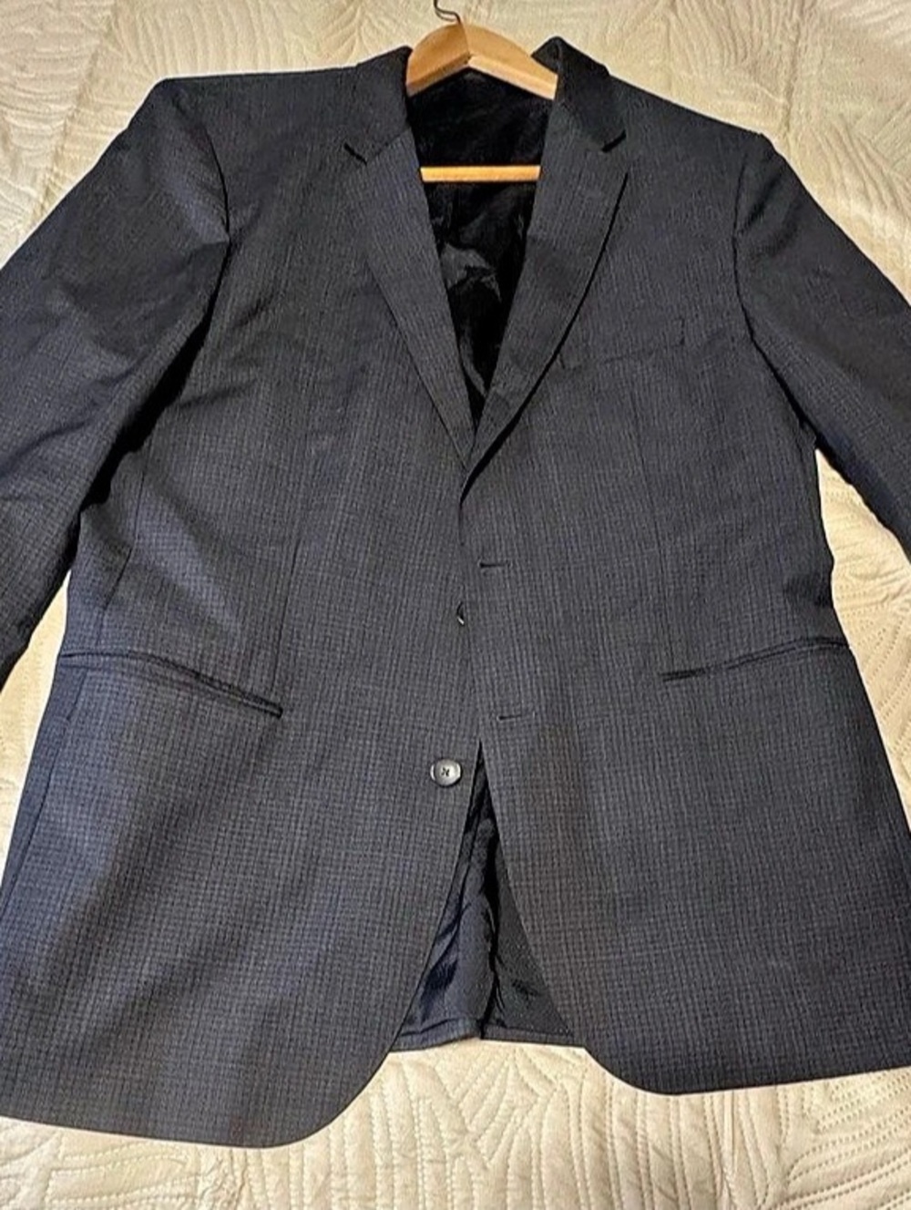 Hugo BOSS Tropical Toga Checkered Sport Coat Black Size 44L